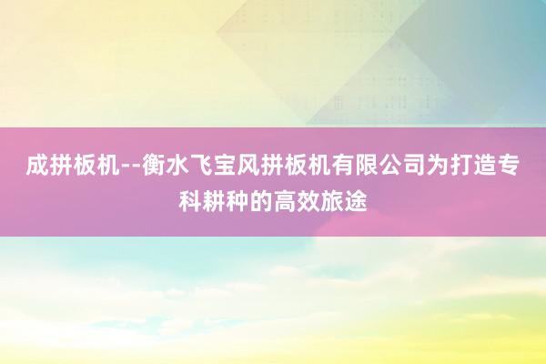 成拼板机--衡水飞宝风拼板机有限公司为打造专科耕种的高效旅途